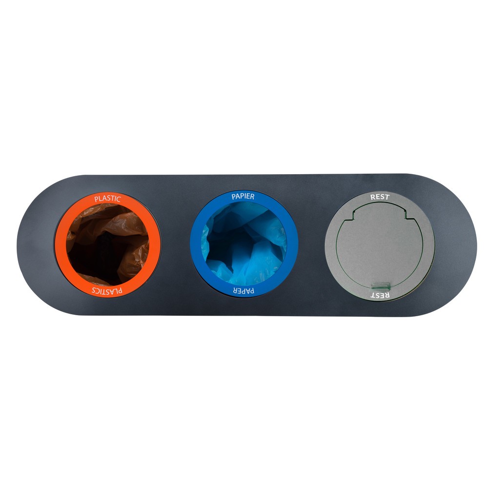 Produktabbildung Nr. 2: Dispositif de tri des déchets Split LUNE, blanc, anthracite, 3 x 38 litres