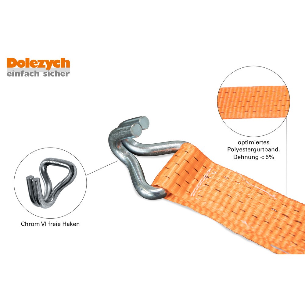 Produktabbildung Nr. 2: Dolezych sjorband DoZurr 5000, met drukratel en profielhaak, lengte 8 m