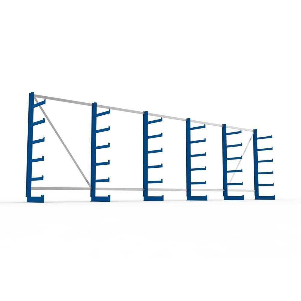 Produktabbildung Nr. 3: Complete draagarmrek META, enkelzijdig, draagvermogen per arm 200 kg, hxbxd 2.000 x 6.805 x 630 mm, 6 staanders