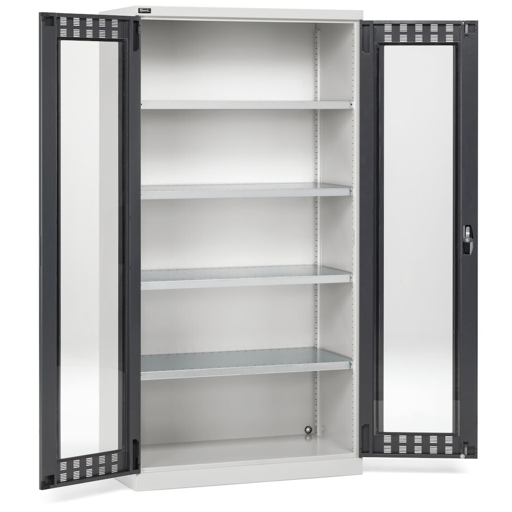 Productafbeelding nr. 2: Draaideurkast Fami PERFOM met 4 legborden en kijkvensters, hxbxd 2.000 x 1.023 x 726 mm, lichtgrijs, antraciet