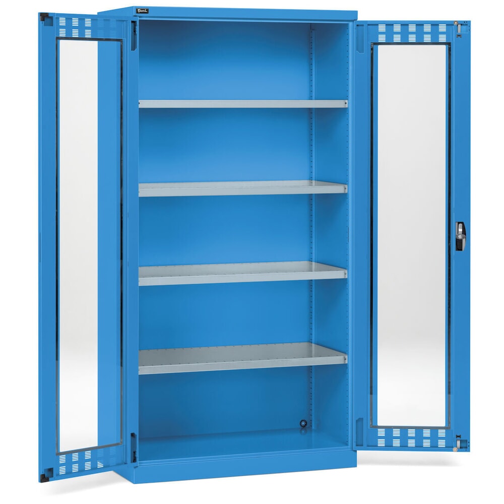 Produktabbildung Nr. 2: Draaideurkast Fami PERFOM met 4 legborden en kijkvensters, hxbxd 2.000 x 1.023 x 726 mm, lichtblauw