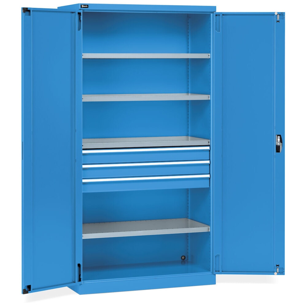 Produktabbildung Nr. 3: Draaideurkast Fami PERFOM, 3 lades, 4 legborden, hxbxd 2.000 x 1.023 x 726 mm, lichtblauw