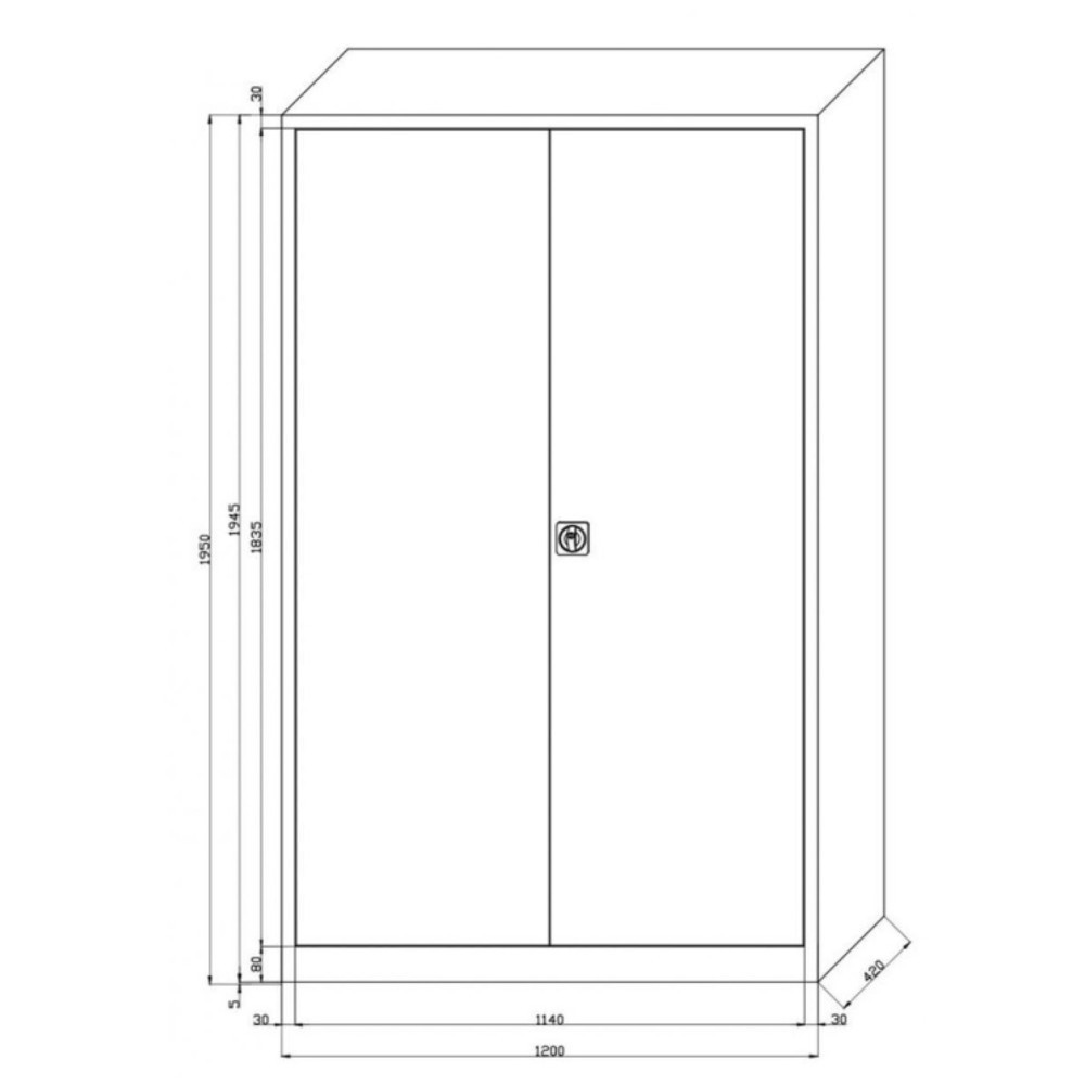 Produktabbildung Nr. 2: Draaideurkast HEMMDAL HF-ST, 5 OH, hxbxd 1950 x 1200 x 420 mm, gepoedercoate legborden, lichtgrijs / gentiaanblauw