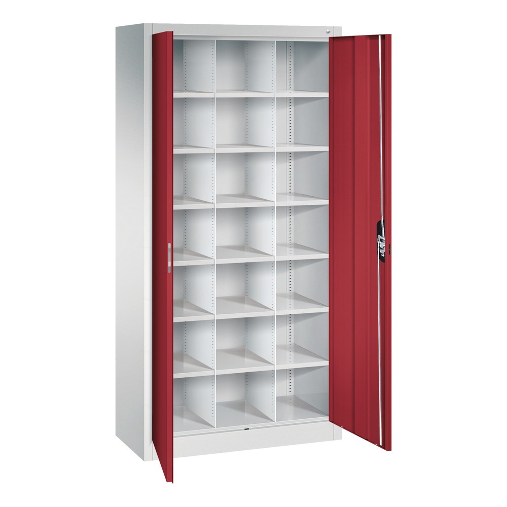 Produktabbildung Nr. 3: Draaideurkast met 21 vakken, hxbxd 1.950 x 930 x 400 mm, lichtgrijs, robijnrood