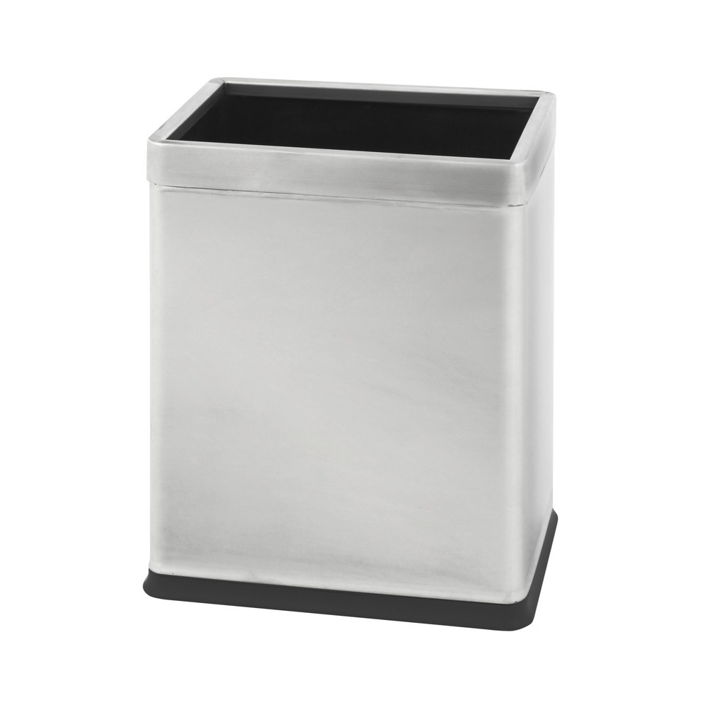 Productafbeelding nr. 1: Dubbelwandige prullenbak, rechthoekig, 10 liter, mat roestvrij staal
