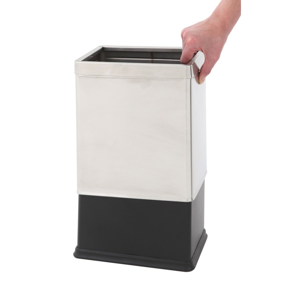 Productafbeelding nr. 2: Dubbelwandige prullenbak, rechthoekig, 10 liter, mat roestvrij staal