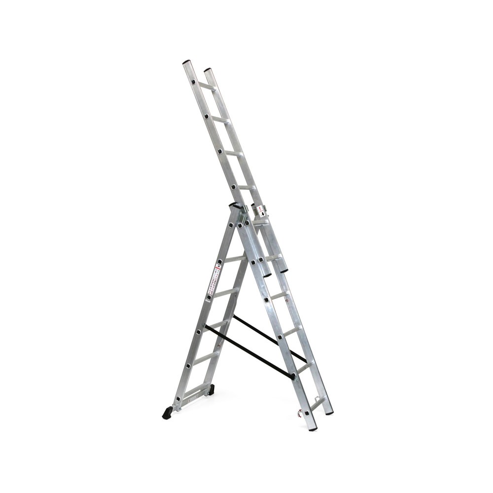Illustration du produit: Échelle coulissante en aluminium BASIC 3 en 1, hauteur de travail de l’échelle simple : 4,86 m