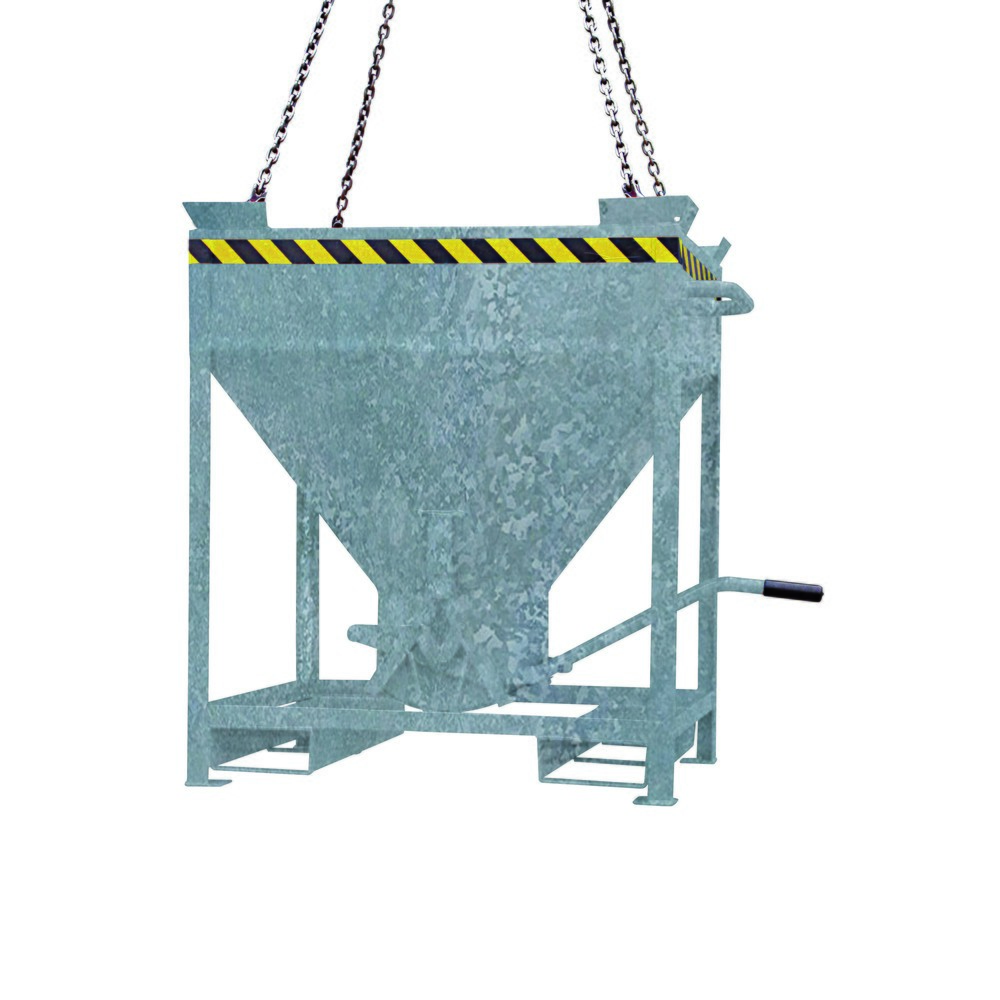 N° de l'image du produit 1 : Eichinger® Conteneur silo entrées de fourche et œillets de grue, sortie centrale commandé par levier, 300 litres, galvanisé à chaud