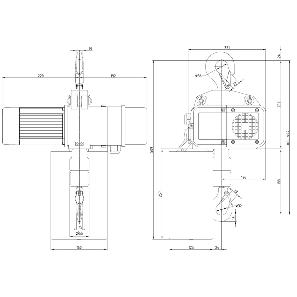 Productafbeelding nr. 6: Elektrische takel LIFTKET S-Line, met haakophangsysteem, elektrisch rijwerk, DV 250 kg, 8/2 m/min