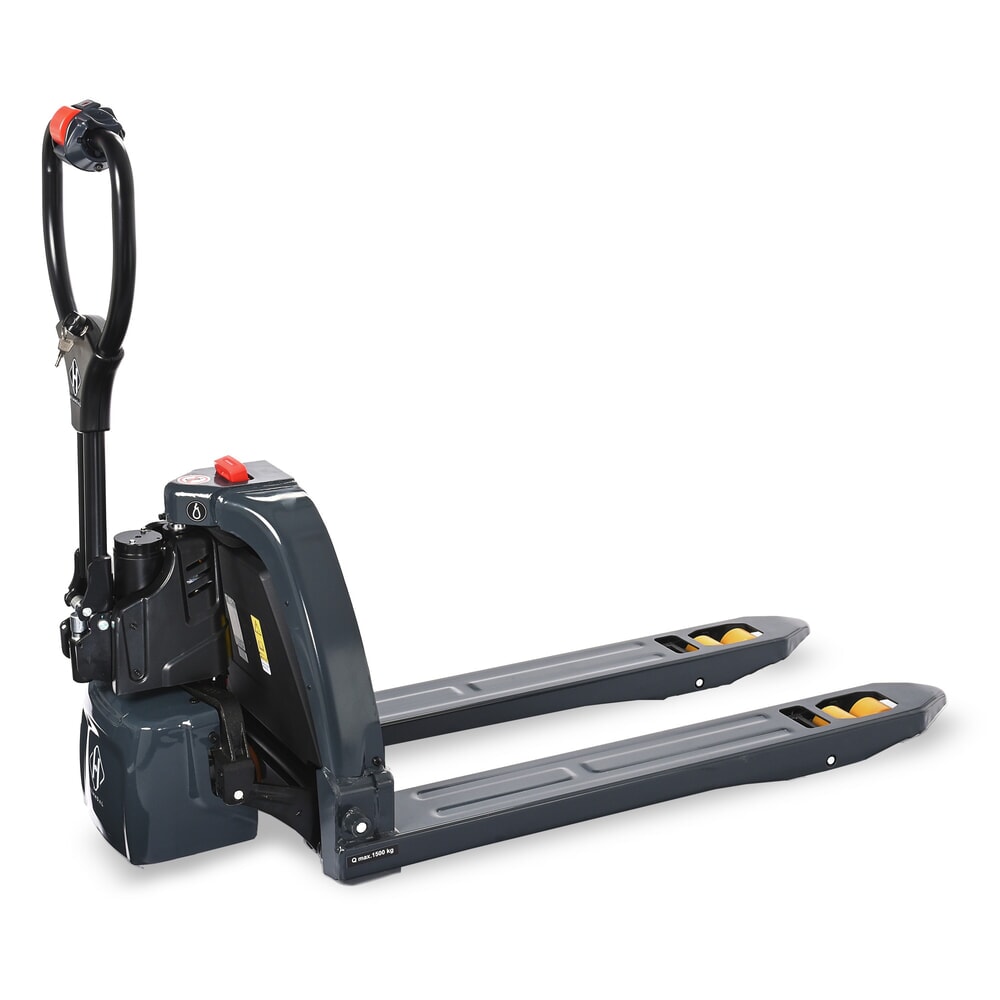 Elektrische transpallet HEMMDAL PTE 1.5, draagvermogen 1.500 kg, vorklengte 1.150 mm Product afbeelding: Elektrische transpallet HEMMDAL PTE 1.5, draagvermogen 1.500 kg, vorklengte 1.150 mm
