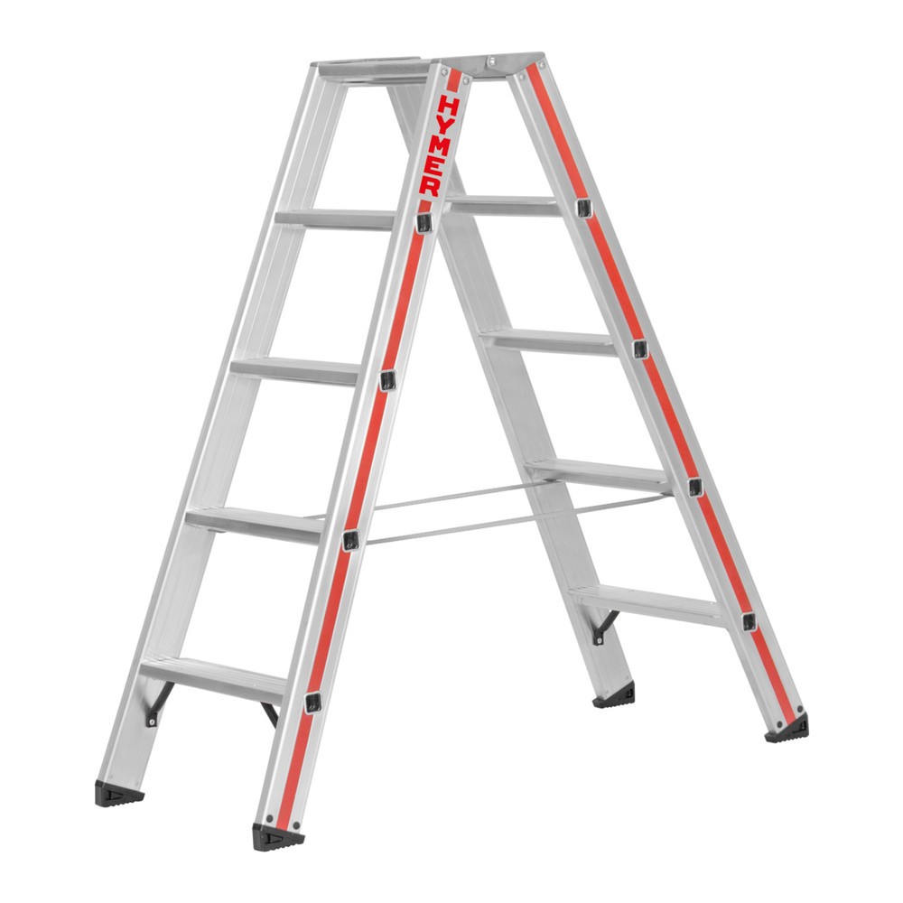Produktabbildung Nr. 1: Escabeau double à marches HYMER, bilatéral, 2 × 5 échelons, hauteur déployée 0,69 m