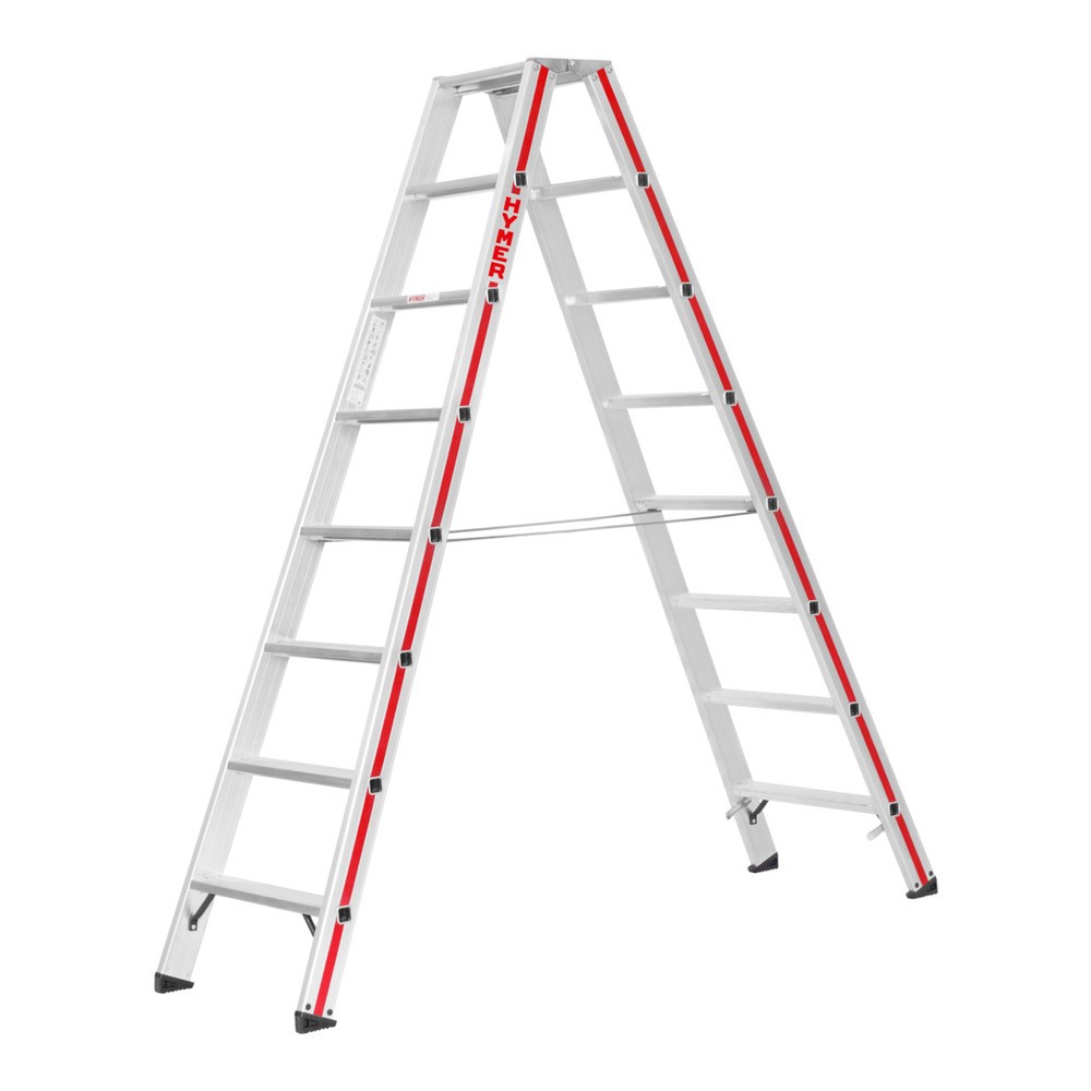 N° de l'image du produit 1 : Escabeau double à marches HYMER, bilatéral, 2 × 8 échelons, hauteur déployée 1,38 m