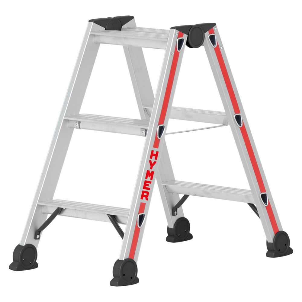 Produktabbildung Nr. 1: Escabeau double à marches HYMER, bilatéral, 2 × 3 échelons, hauteur déployée 0,19 m