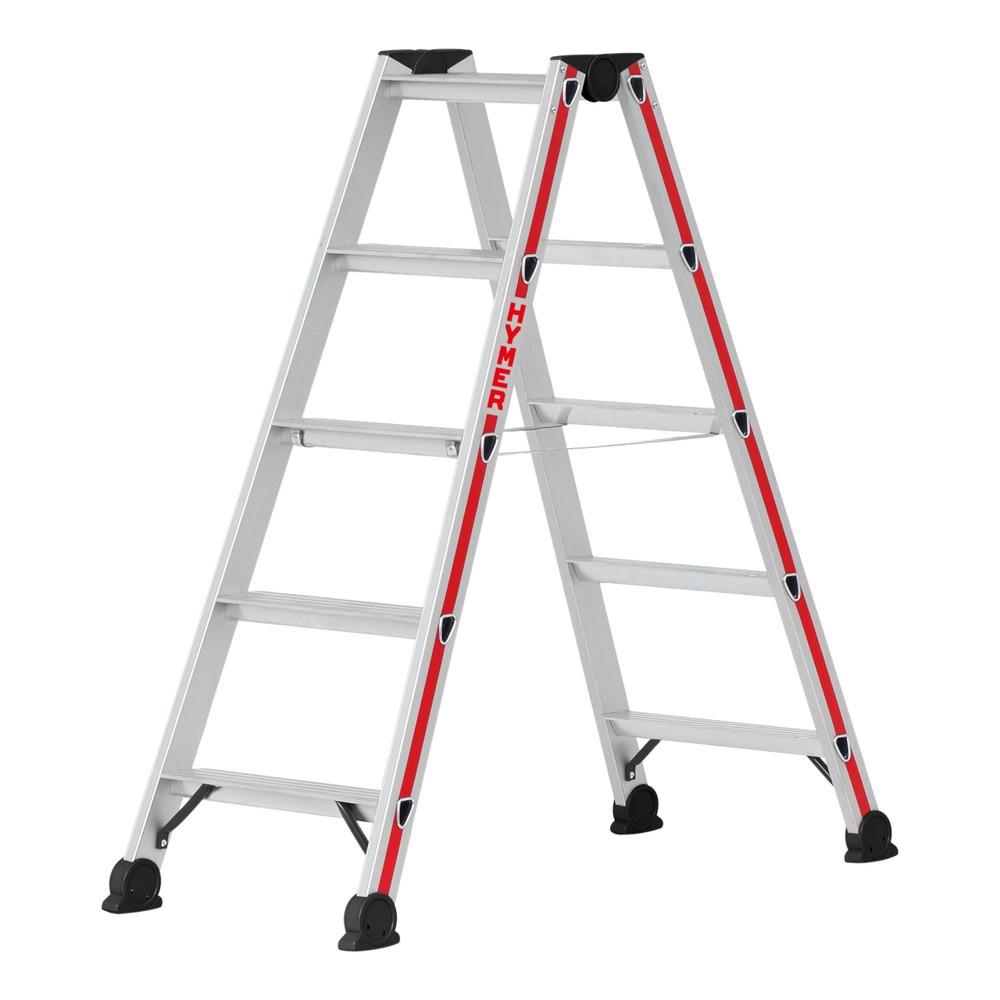 Produktabbildung Nr. 1: Escabeau double à marches HYMER, bilatéral, 2 × 5 échelons, hauteur déployée 0,65 m