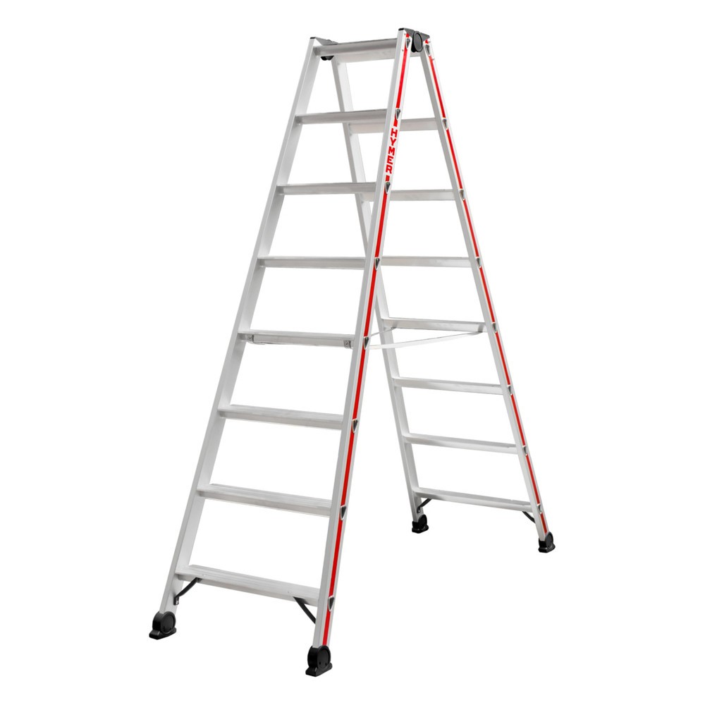 Produktabbildung Nr. 1: Escabeau double à marches HYMER, bilatéral, 2 × 8 échelons, hauteur déployée 1,34 m