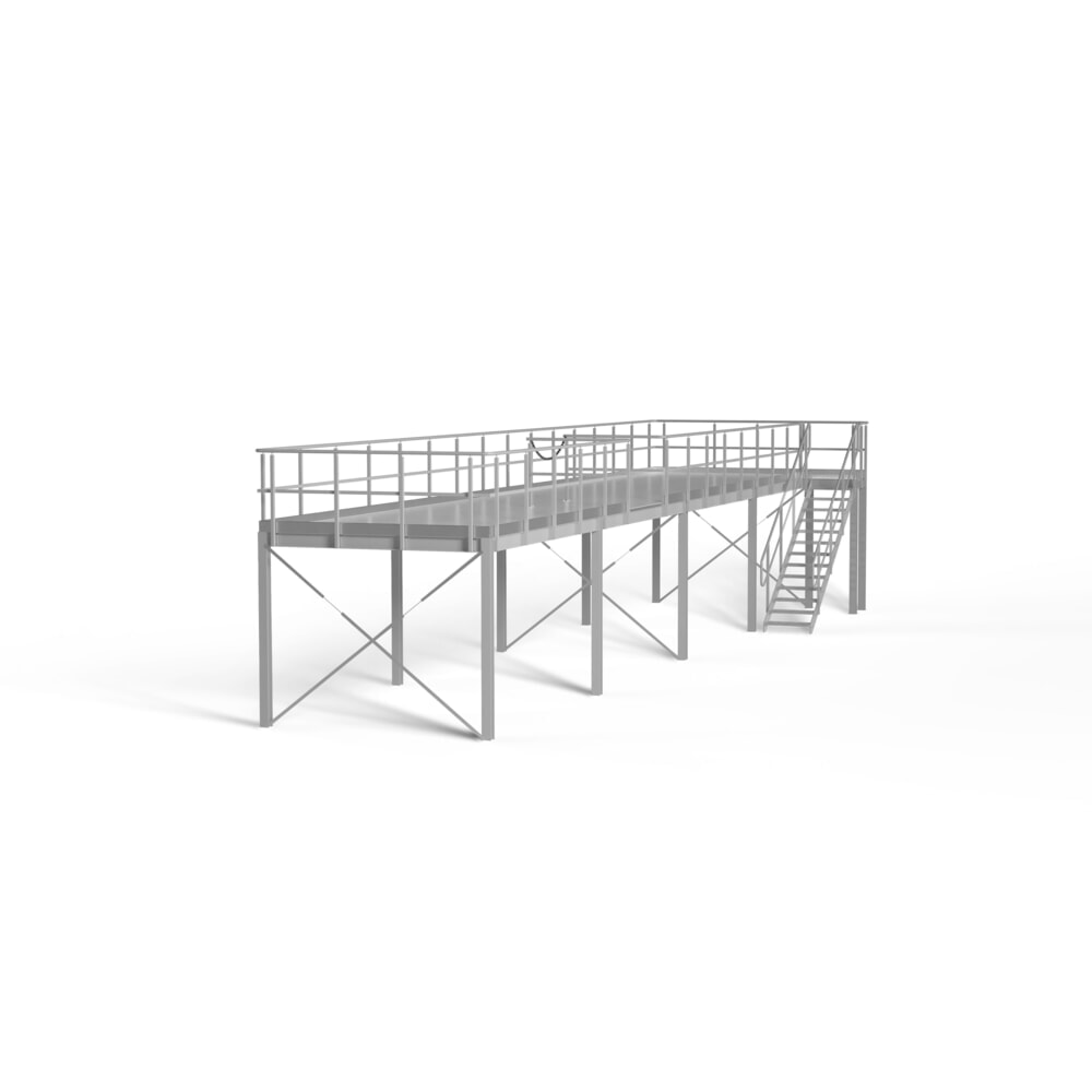 Estrade pour système de plates-formes de stockage modulaire, sortie par la droite, gris clair Illustration du produit: Estrade pour système de plates-formes de stockage modulaire, sortie par la droite, gris clair