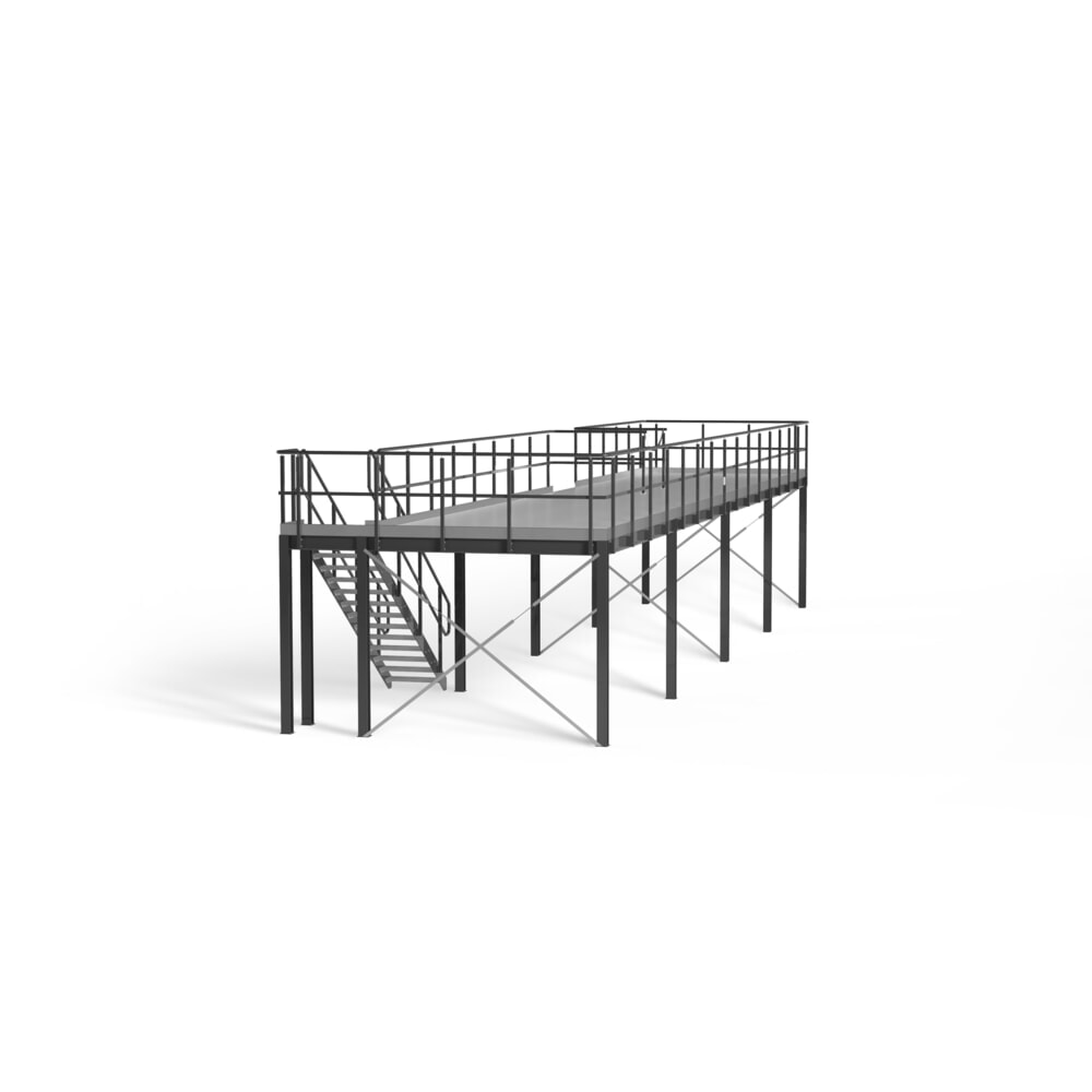 Estrade pour système de plates-formes de stockage modulaire, sortie par la gauche, bleu gentiane Illustration du produit: Estrade pour système de plates-formes de stockage modulaire, sortie par la gauche, bleu gentiane