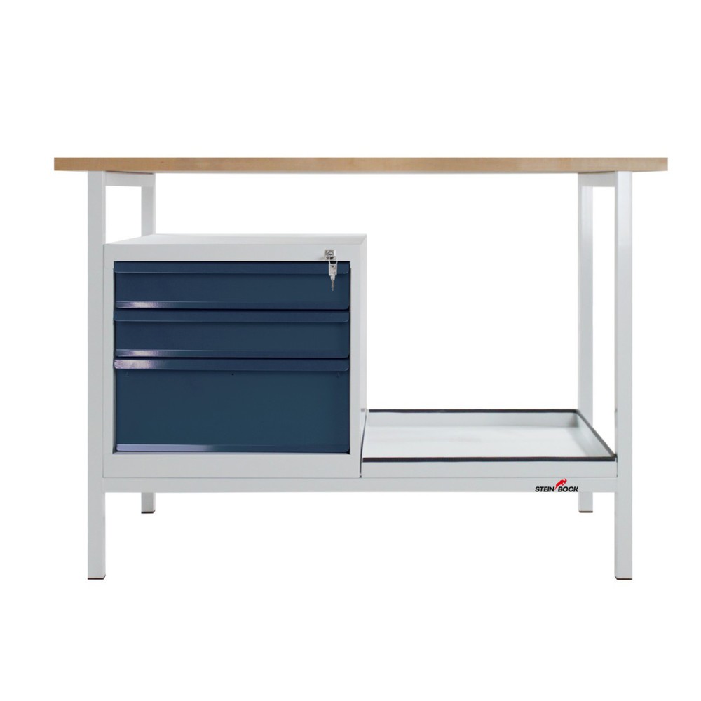 N° de l'image du produit 2 : Établi Cube Steinbock®, 3 tiroirs, capacité de charge 300 kg, H x l x P 825 x 1 200 x 600 mm, RAL 7035/7016