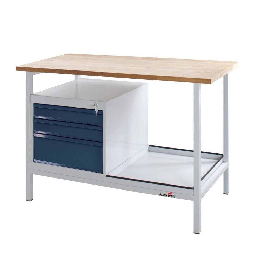 N° de l'image du produit 1 : Établi Cube Steinbock®, 3 tiroirs, capacité de charge 300 kg, H x l x P 825 x 1 200 x 600 mm, RAL 7035/7016
