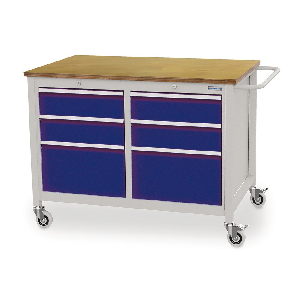 Illustration du produit: Établi mobile Bedrunka+Hirth, 6 tiroirs, bleu gentiane