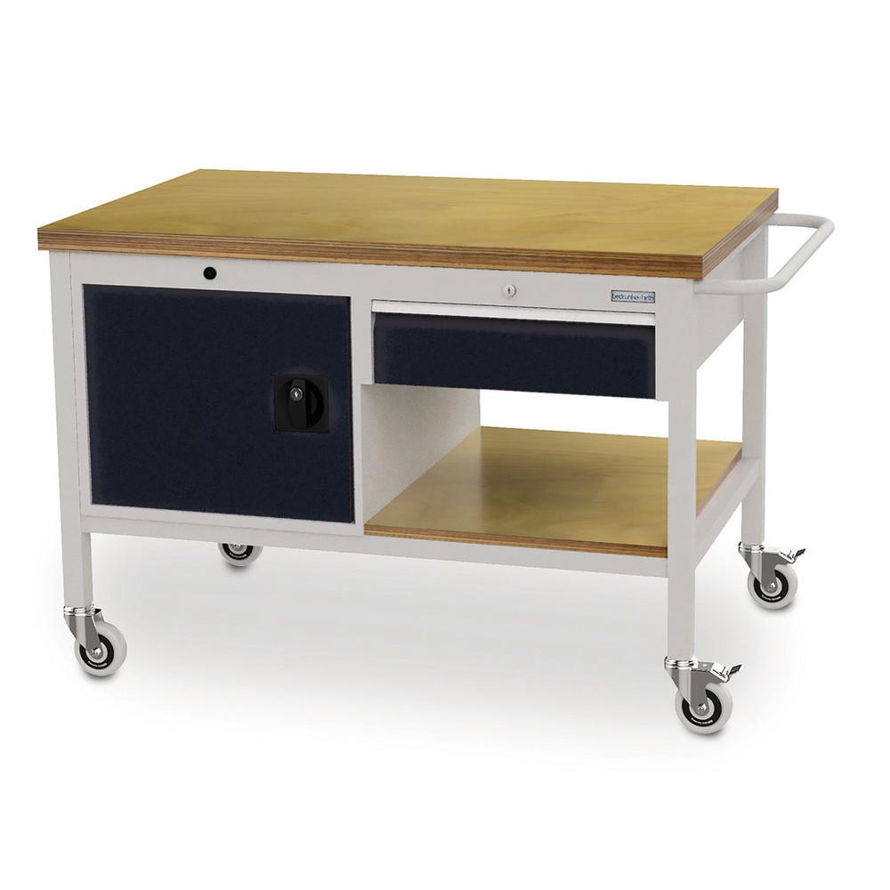 N° de l'image du produit 1 : Établi mobile Bedrunka+Hirth, armoire, 1 tiroir, noir foncé