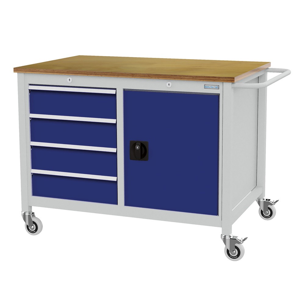 Produktabbildung Nr. 1: Établi mobile Bedrunka+Hirth, armoire, 4 tiroirs, bleu gentiane