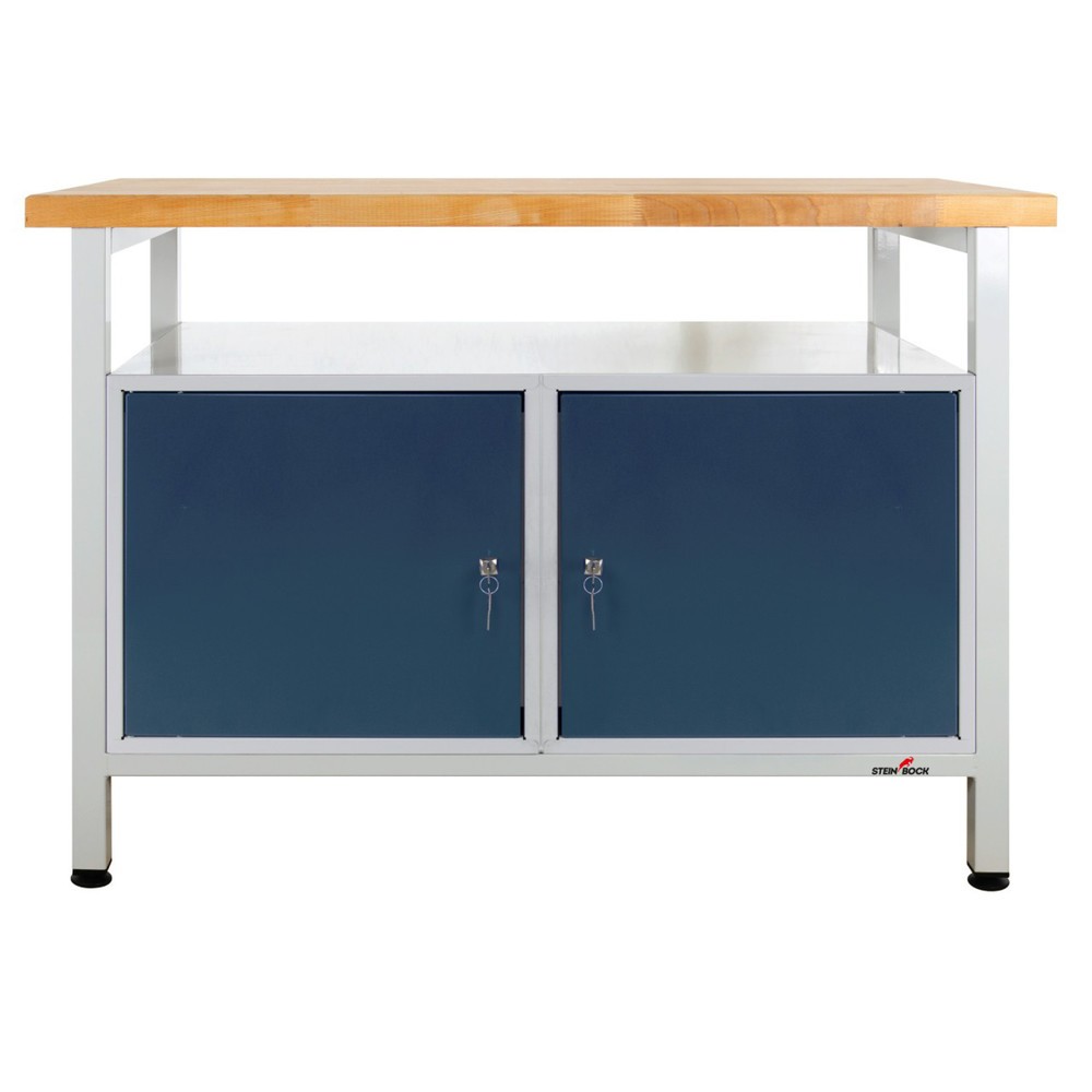 Produktabbildung Nr. 1: Établi Premium Steinbock®, 1 rangement, 2 portes, capacité de charge 300 kg, H x l x P 840 x 1 200 x 600 mm, RAL 7035/7016