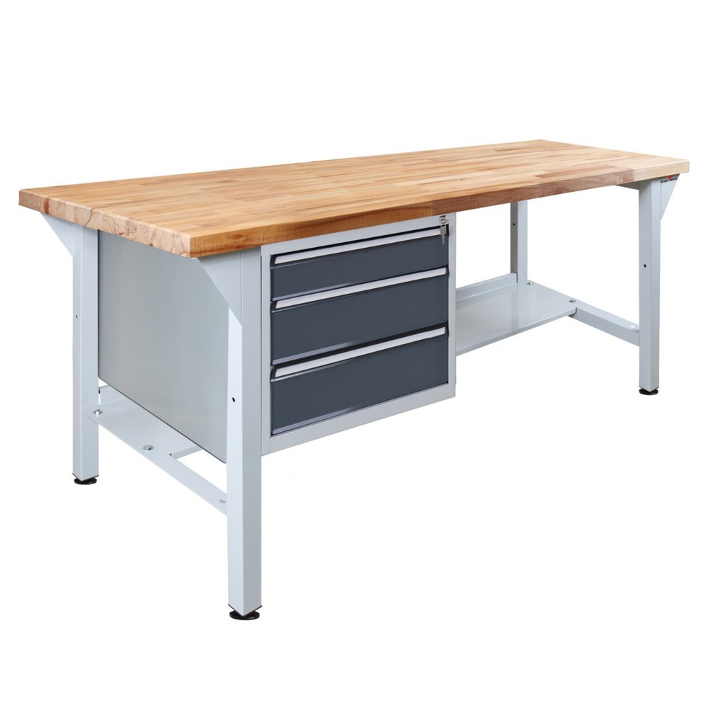 N° de l'image du produit 1 : Établi Pro Steinbock®, 3 tiroirs, 1 rangement, capacité de charge 500 kg, H x l x P 850 x 1 500 x 750 mm, RAL 7035/7016