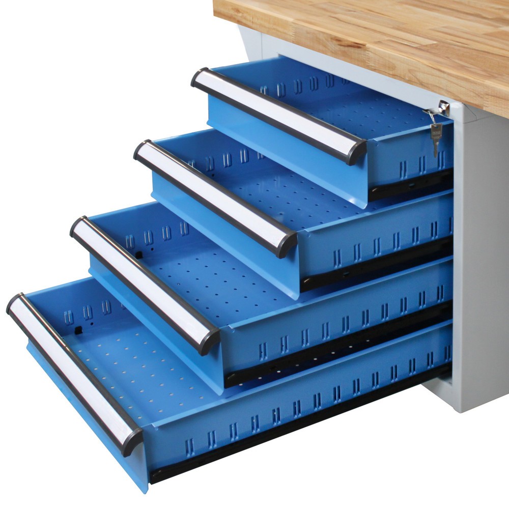 N° de l'image du produit 4 : Établi Pro Steinbock®, 4 tiroirs, 1 rangement, capacité de charge 500 kg, H x l x P 850 x 2 000 x 750 mm, RAL 7035/5012
