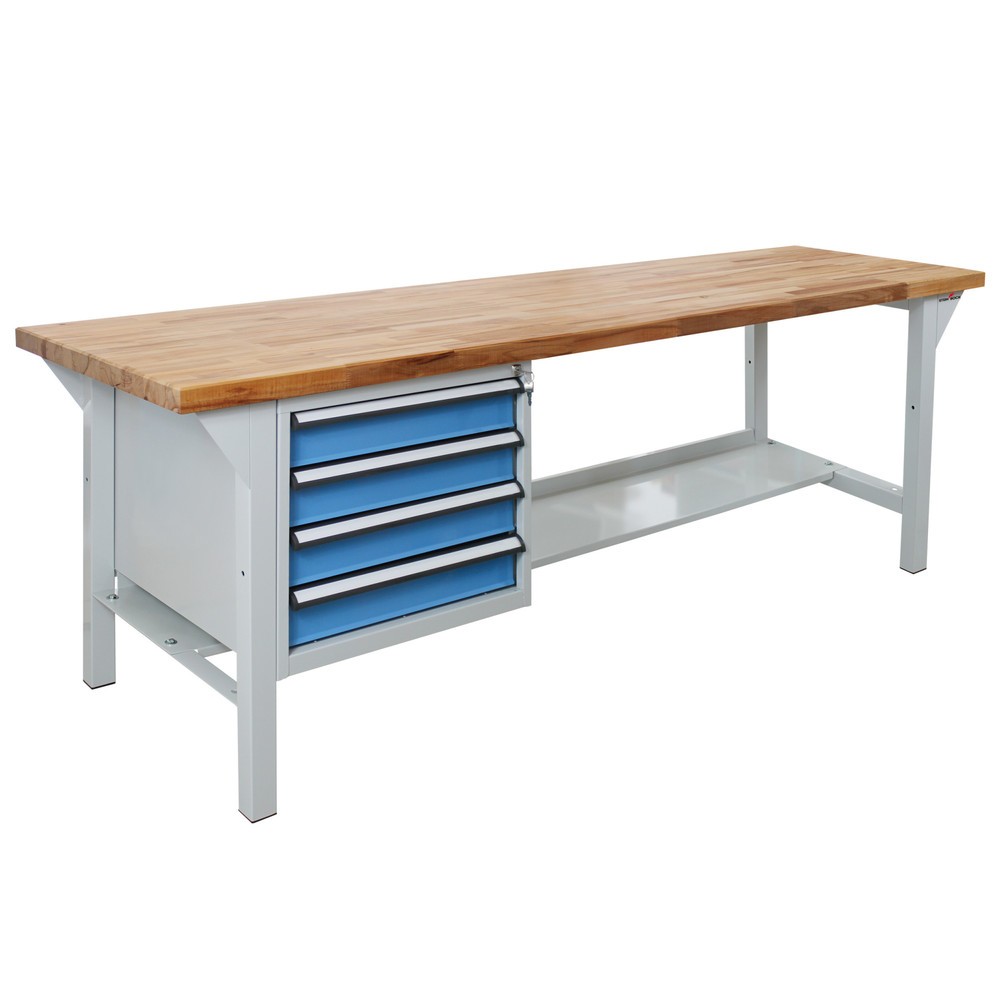 N° de l'image du produit 1 : Établi Pro Steinbock®, 4 tiroirs, 1 rangement, capacité de charge 500 kg, H x l x P 850 x 2 000 x 750 mm, RAL 7035/5012