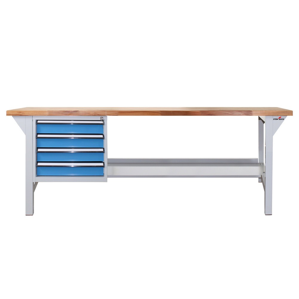 N° de l'image du produit 6 : Établi Pro Steinbock®, 4 tiroirs, 1 rangement, capacité de charge 500 kg, H x l x P 850 x 2 000 x 750 mm, RAL 7035/5012