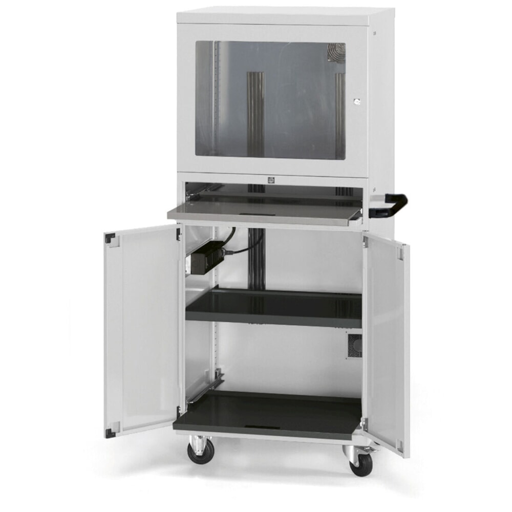 N° de l'image du produit 2 : Fami Armoire informatique Standard, 1 ventilateur, 4 prises, HxlxP 1 688 x 807 x 654 mm, gris clair