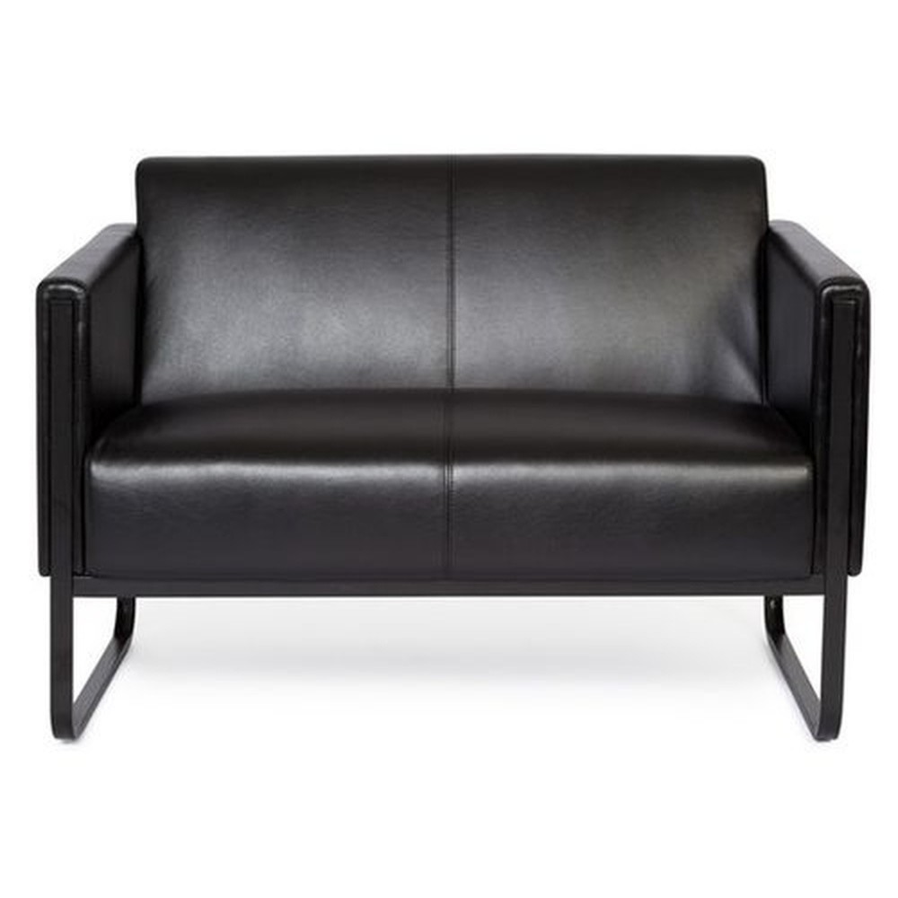 N° de l'image du produit 1 : Canapé lounge hjh OFFICE BALI BLACK piètement noir similicuir lisse, 2 places, noir