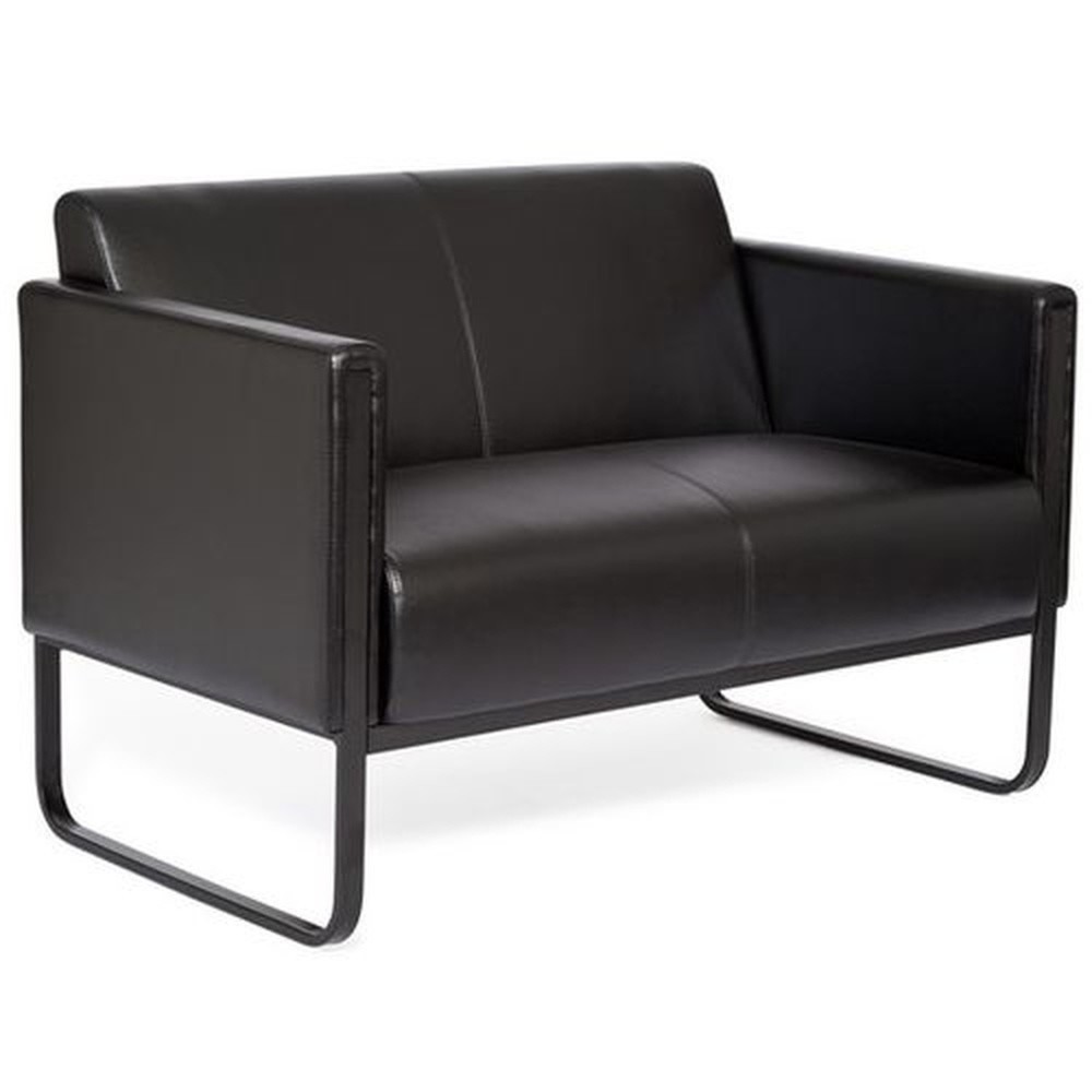 N° de l'image du produit 3 : Canapé lounge hjh OFFICE BALI BLACK piètement noir similicuir lisse, 2 places, noir
