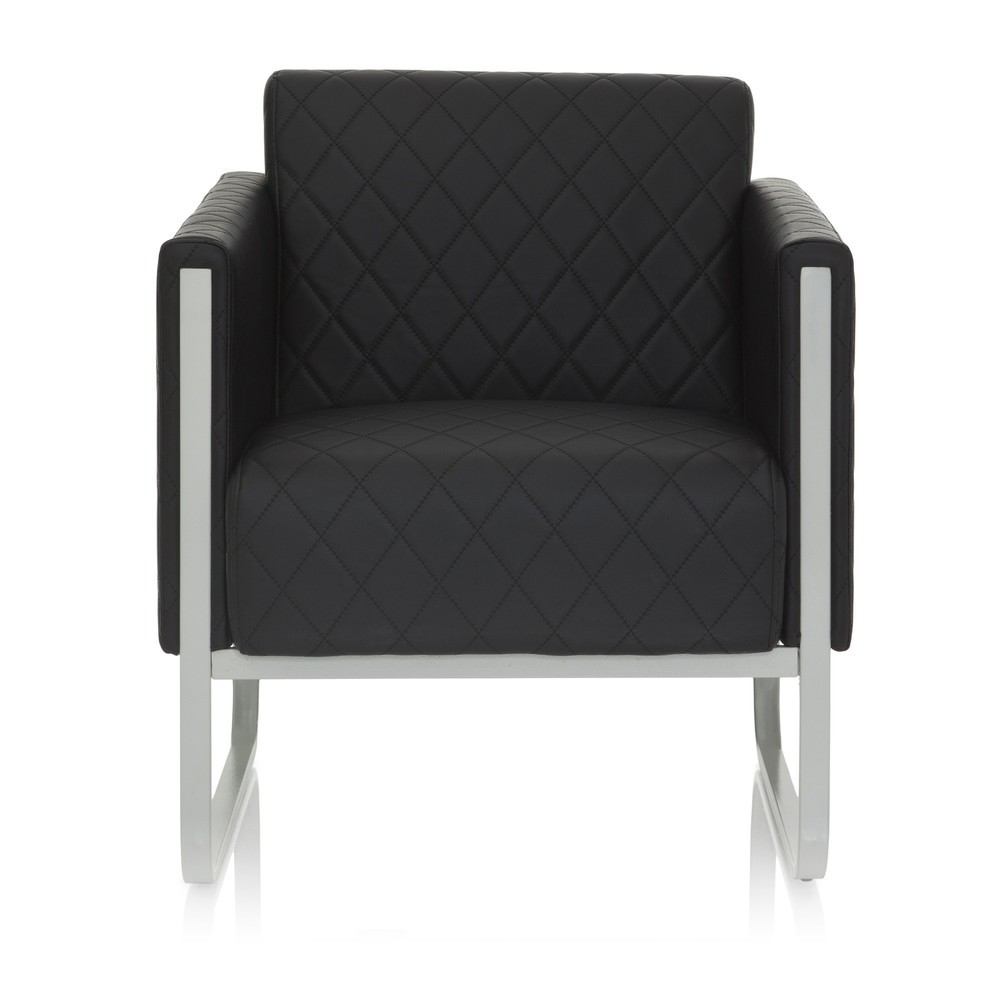 Produktabbildung Nr. 1: Fauteuil lounge hjh OFFICE ARUBA STEP piètement gris clair similicuir, 1 place, noir