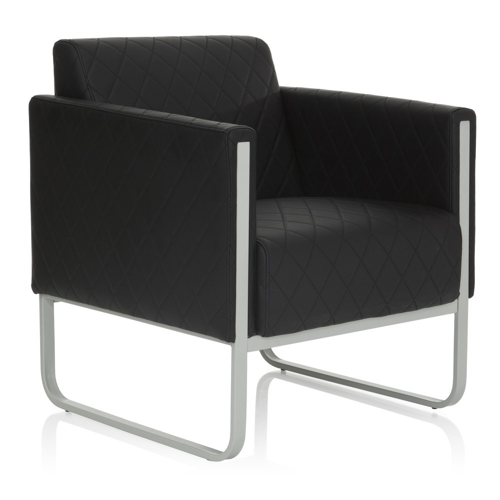 Produktabbildung Nr. 2: Fauteuil lounge hjh OFFICE ARUBA STEP piètement gris clair similicuir, 1 place, noir