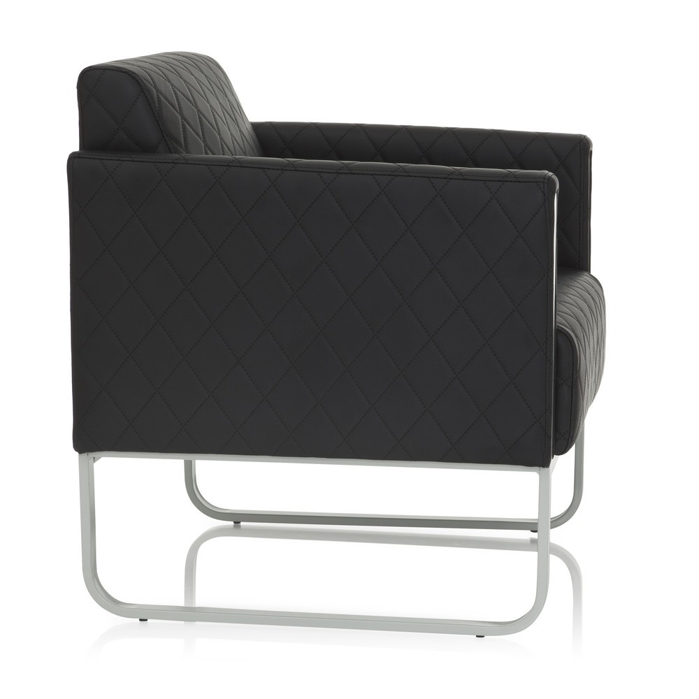 Produktabbildung Nr. 3: Fauteuil lounge hjh OFFICE ARUBA STEP piètement gris clair similicuir, 1 place, noir