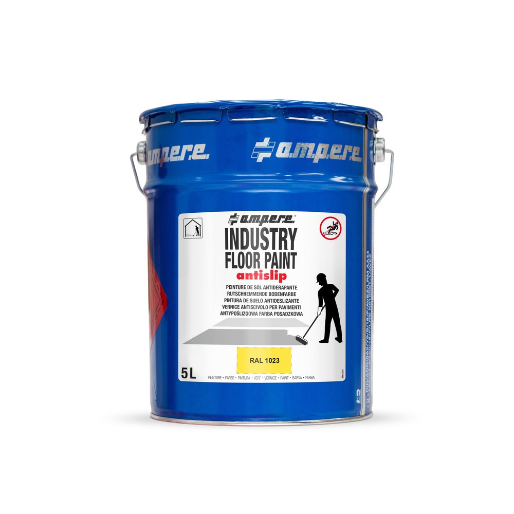 Illustration du produit: A.M.P.E.R.E. Peinture de marquage au sol Traffic Floor Paint antidérapante, 5 l, jaune