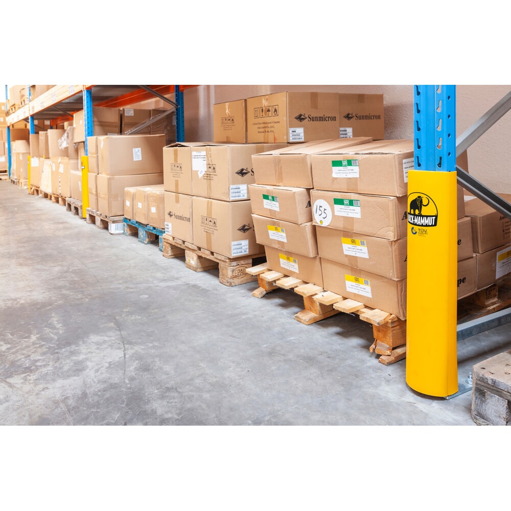 N° de l'image du produit 4 : A.M.P.E.R.E. Protection contre les chocs pour rayonnages Rack Mammut®, en plastique, jaune sécurité, modèle S, dimensions intérieures H x l 600 x 70-89 mm