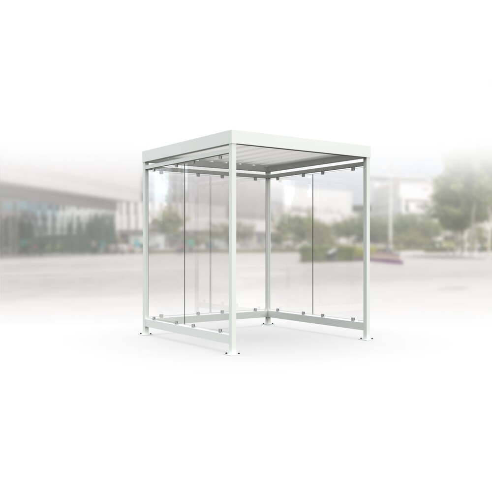 Illustration du produit: Abri fumeur, entièrement assemblé, pour 4-5 personnes, 3 faces, blanc gris, verre transparent 01