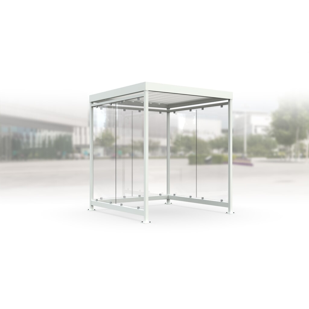 Illustration du produit: Abri fumeur, entièrement assemblé, pour 4-5 personnes, 3 faces, blanc gris, verre transparent 01