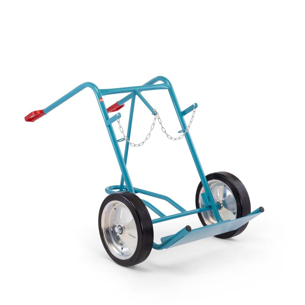 Diable pour bouteilles en acier Ameise®, pour 2 bouteilles de 40-50 litres, roue stabilisatrice, bandage plein N° de l'image du produit 6 : Diable pour bouteilles en acier Ameise®, pour 2 bouteilles de 40-50 litres, roue stabilisatrice, bandage plein