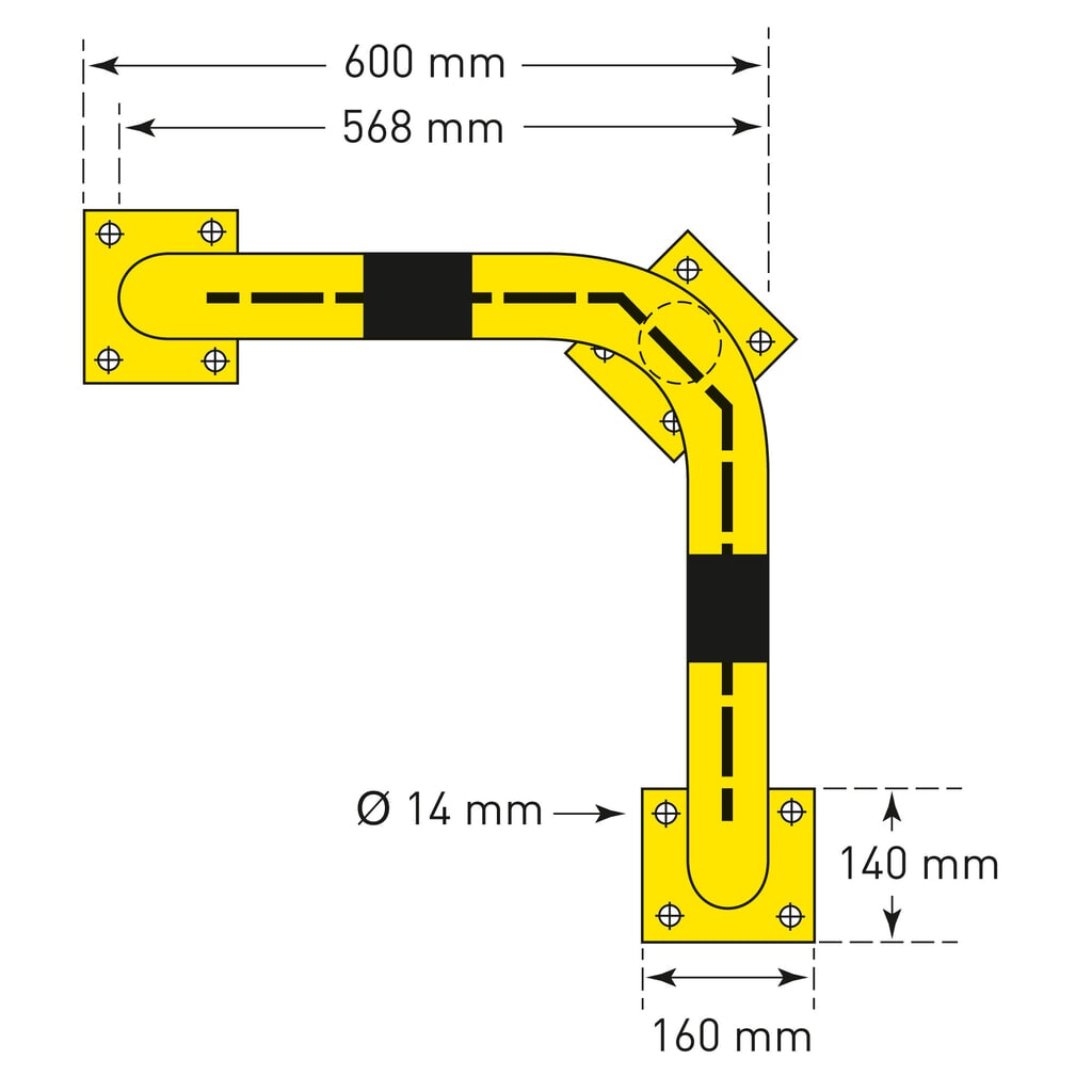N° de l'image du produit 4 : Arceau de protection de coin avec protection anti-encastrement, pour l’intérieur Hxl 350 x 600 mm