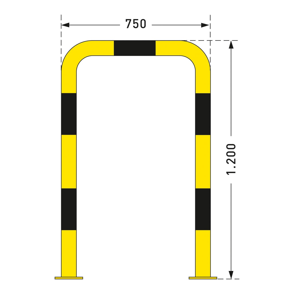 Arceau de protection, utilisation en intérieur, Ø 76 mm, H x l 1 200 x 750 mm N° de l'image du produit 3 : Arceau de protection, utilisation en intérieur, Ø 76 mm, H x l 1 200 x 750 mm