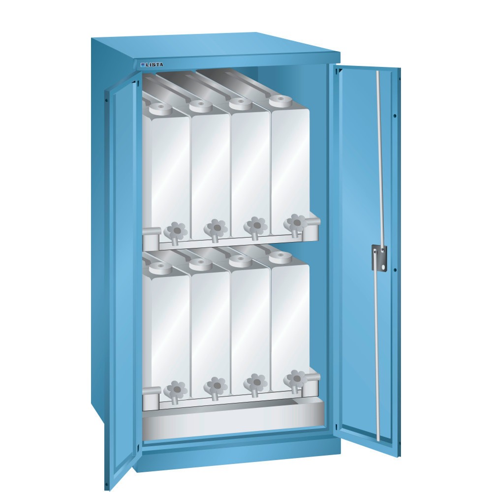 Illustration du produit: Armoire à produits chimiques LISTA, haut. x larg. x prof. 1 450 x 717 x 753 mm, 2 étagères pour bidons, bleu clair