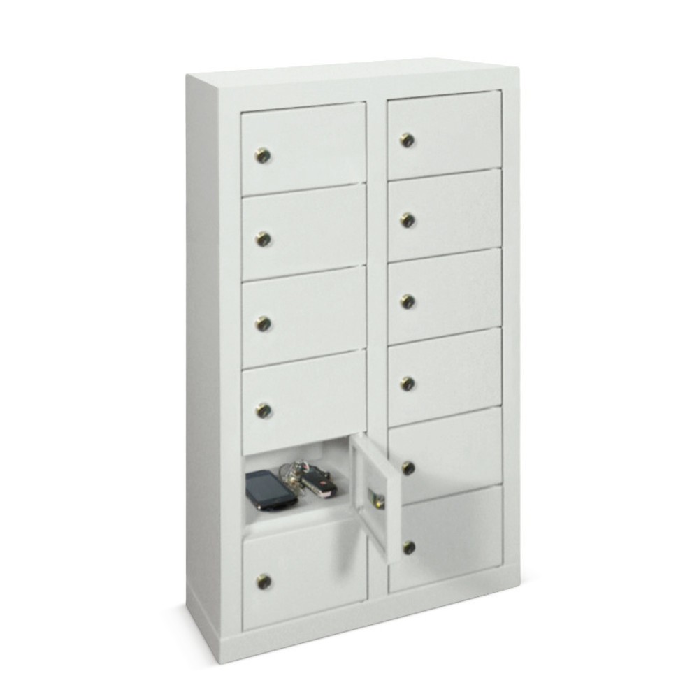 Illustration du produit: Armoire à petits compartiments PAVOY, 12 compartiments, H x l x P 815 x 460 x 200 mm, avec porte-étiquettes, gris clair, gris clair