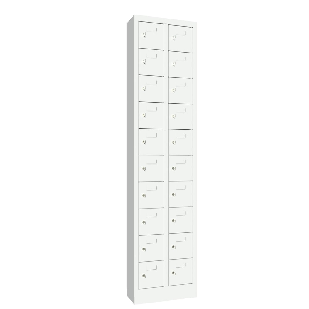 N° de l'image du produit 5 : Armoire à petits compartiments PAVOY, 20 compartiments, H x l x P 1 950 x 460 x 200 mm, avec porte-étiquettes, gris clair, gris clair