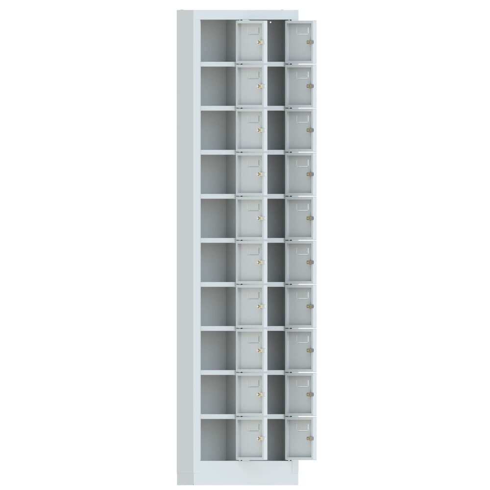 N° de l'image du produit 6 : Armoire à petits compartiments PAVOY, 20 compartiments, H x l x P 1 950 x 460 x 200 mm, avec porte-étiquettes, gris clair, gris clair
