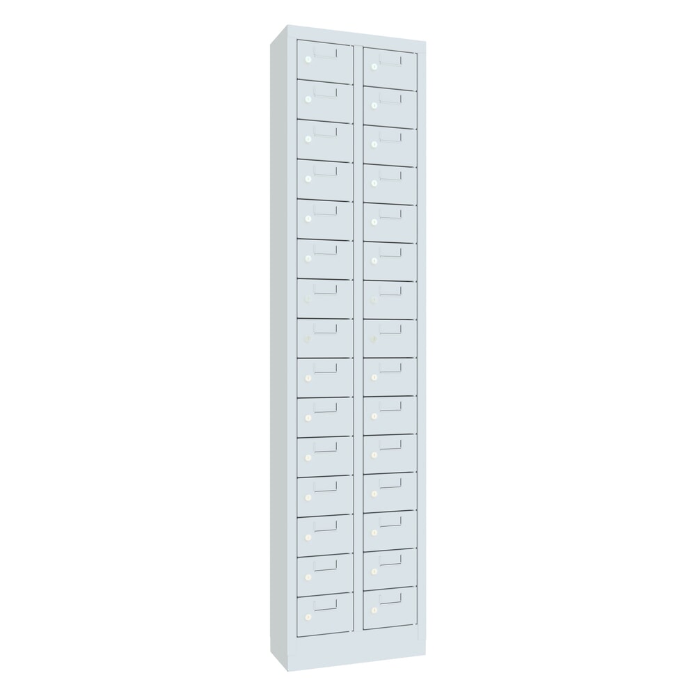 Illustration du produit: Armoire à petits compartiments PAVOY, 30 compartiments, H x l x P 1 950 x 460 x 200 mm, avec porte-étiquettes, gris clair, gris clair