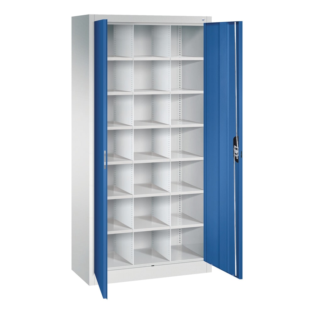 N° de l'image du produit 3 : Armoire à portes battantes avec 21 compartiments, H x l x P 1 950 x 930 x 400 mm, gris clair, bleu gentiane